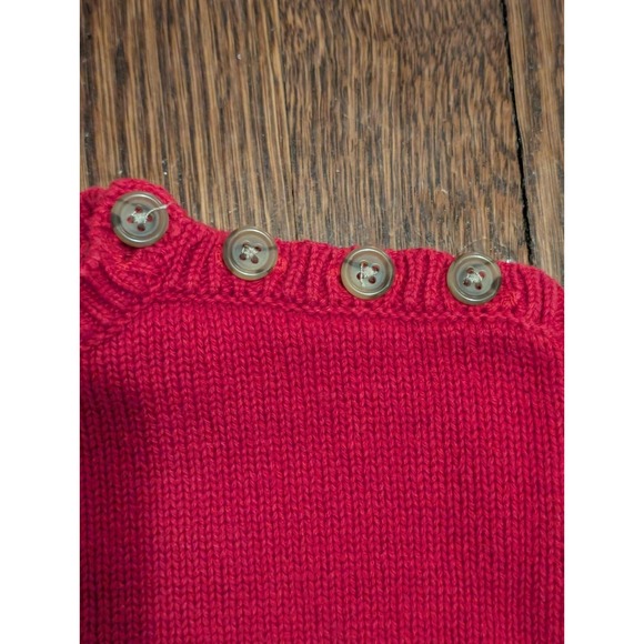Vtg 90s Ralph Lauren Bear American Flag Crew Neck Sweater Red Cotton Buttons 4T - Picture 7 of 8